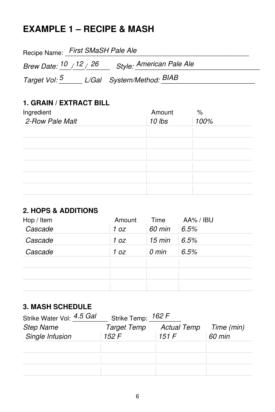 Recipe and Mash Log Preview